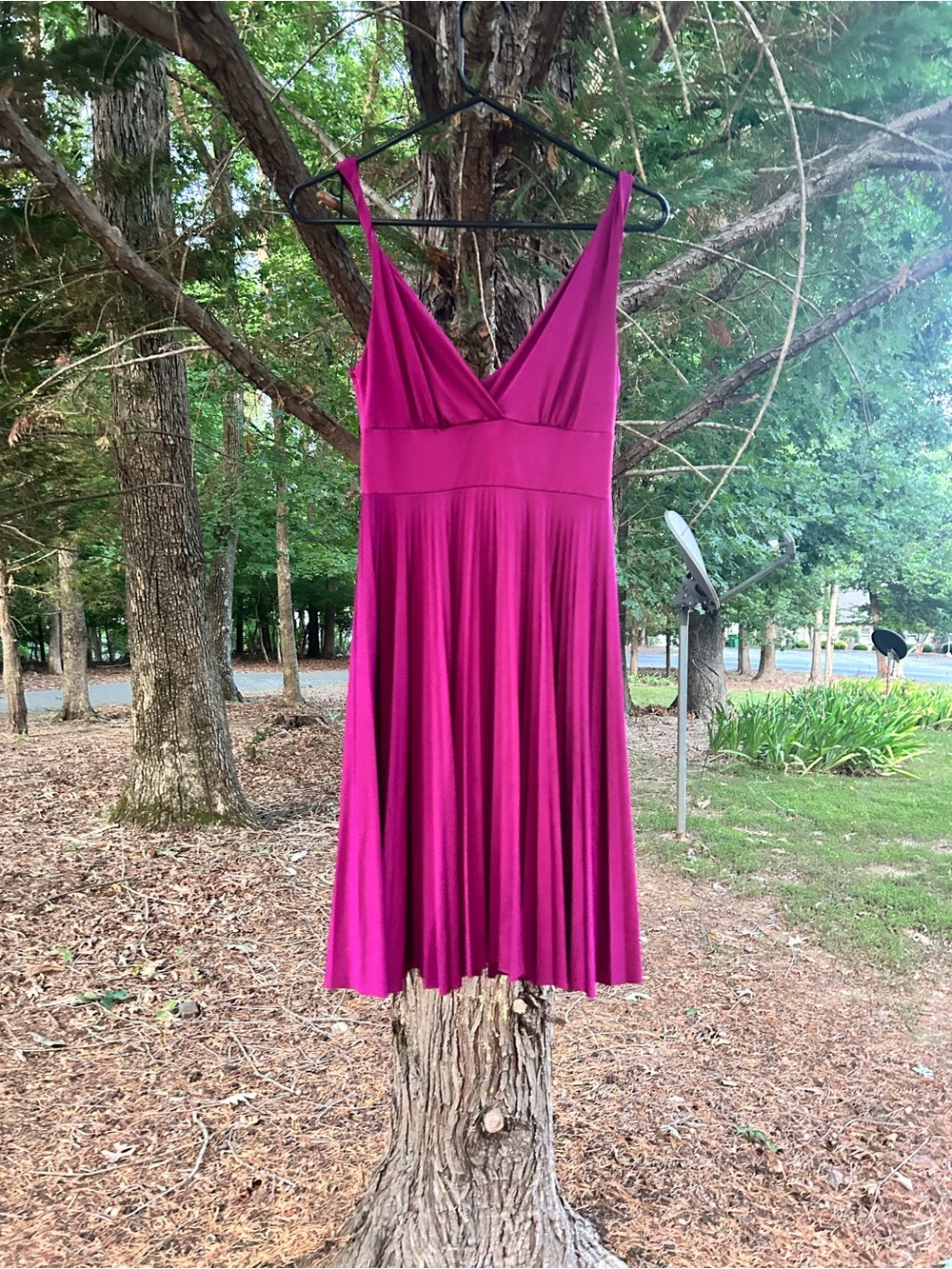Soprano Plum Pleated Wrap-Style Dress, size small